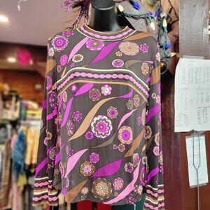 VTG Emilio Pucci 60's Mod Style Jersey Top 100% Silk